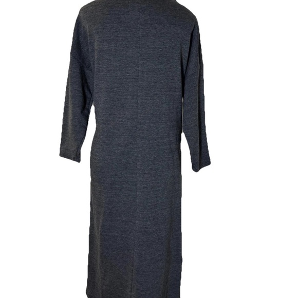 MOHNTON Made Gray Dolman Sleeve Midi Dress Women's M Crewneck Tencel Recycled - Picture 5 of 6